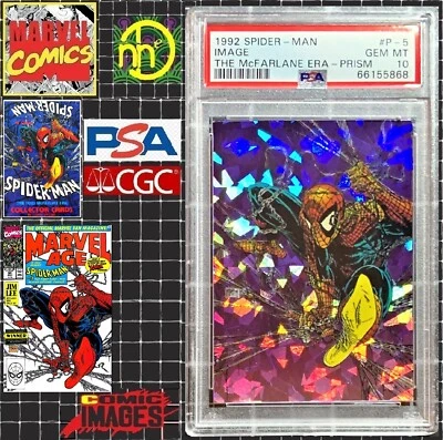 1992 Marvel Comic Images Spider-Man McFarlane Prism - #P5 Image PSA 10 GEM - Image 1 of 4