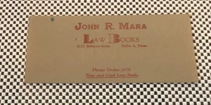 VINTAGE INK BLOTTER ~ JOHN R MARA LAW BOOKS DALLAS TEXAS ~ BELMONT ST ~ TX ~ SMU - Picture 1 of 4