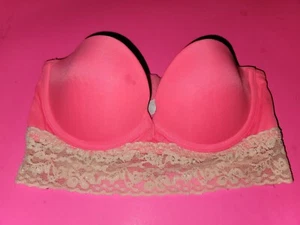 Pink By Victoria's Secret Very Sexy Pink Underwire Lace Bustier Strapless Bra32B - Picture 1 of 5