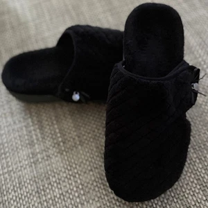 VIONIC ADYLIN 671 Quilted Velvet Orthotic Support Slippers with Side Bow Black 9 - Picture 1 of 6