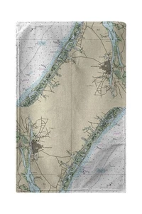 Betsy Drake Wilmington - Wrightsville Beach, NC Nautical Map Kitchen Towel - Picture 1 of 1