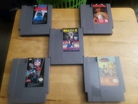5 NES GAME LOT - Ninja Gaiden II, Operation Wolf, Ljn NFL, Ljn Jaws, Baseball