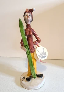 60er Jahre Italien Kunstkeramik Figur Skifahrer MCM TP Ceramiche mit Etikett - Bild 1 von 11
