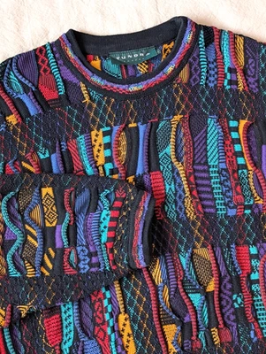 Vintage Tundra Canada 3D Knitted  Coogi Style Crew Neck Sweater Multi Color M - Image 1 of 4