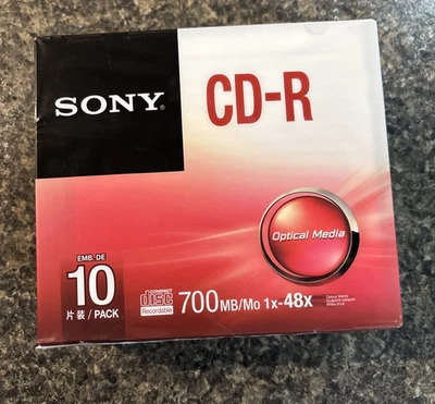 Sony High Speed CD-R 10 Pack 700 MB 1x-48x Speed NEW optical media -NEW - Image 1 of 4