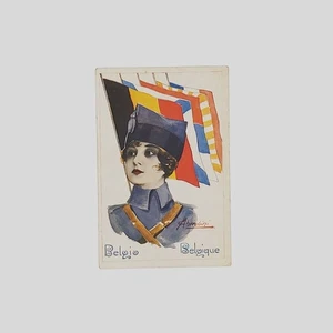 Vintage Postcard YMCA CHERUBINI Belgium Woman In Uniform NV - Picture 1 of 3