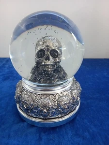 Christian Lacroix Gothic Inspired Silver Skulls Water Globe Snow Globe VGC - Picture 1 of 10