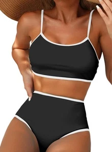 Women High Waisted Bikini Set 2 Piece Swim Suit 2025 Summer Tummy Control Col... - Picture 1 of 6