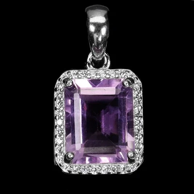 Black Friday 925 Sterling Silver Pendant Octagon Amethyst 10x8mm Jewelry - Image 1 of 4