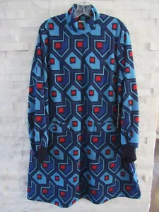 NWT Tuckernuck Red Navy Blue Mod Geo Knit Blouson Sleeve Zip Neck Shift Dress XL - Picture 1 of 9