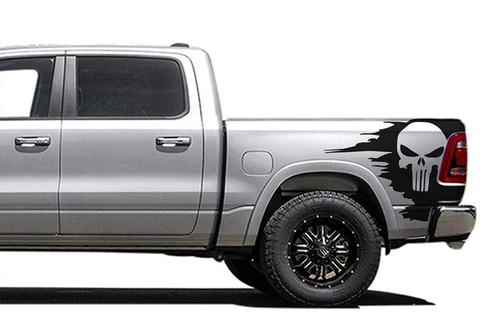 骷髅头贴花适用于道奇 Ram Crew Cab 3500 床图形设计贴纸 — 第 1/4 张图片