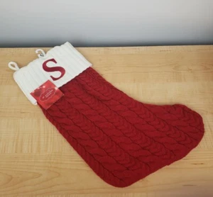 Calza natalizia quadrata San Nicola monogramma lettera S iniziale maglia rossa nuova con etichetta 21" - Foto 1 di 7