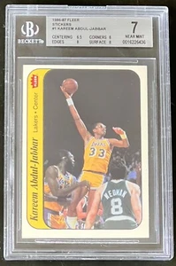 1986 Fleer Sticker #1 Kareem Abdul-Jabbar GRADED NM - Picture 1 of 2
