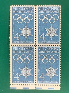 US Postage Block 4 Cent Stamps VIII Olympic Winter Games 1960 Stamp Unused - Picture 1 of 2