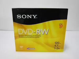 Sony DVD-RW Disc 10-Pack 10DMW47R2 4.7 GB 120 Min 1-2x -NEW/SEALED - Picture 1 of 3