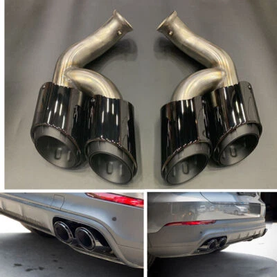 Exhaust Tips Muffler Pipe For Porsche Cayenne V6 2015-2017 2016 Black GTS Style - Image 1 of 4