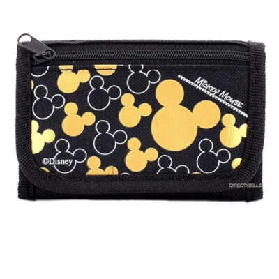 Mickey Mouse Character Black Gold Trifold Wallet Kids - Image 1 of 2