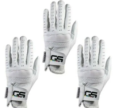 GS GOLF GLOVES GS Golf Glove 100% PREMIUM New Men's Cabretta! Leather 3-Pack! Left and Right