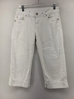 Common Genes Womens Jeans White 8 Stretch Straight Denim Crop Capri Peddle  - Image 1 of 4