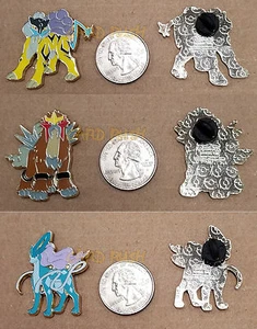Pokemon XY Entei, Raikou, Suicune CONJUNTO de 3 prendedores de coleccionista con licencia oficial - Imagen 1 de 4