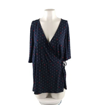 NWT CHARTER CLUB Women Wrap Blouse LARGE(12-14)Heart Shaped Polka Dots V-neck - Image 1 of 4