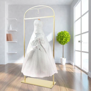 Gold Garment Rack Metal Freestanding Garment Rack Wedding Dress Display Stand  - Picture 1 of 12