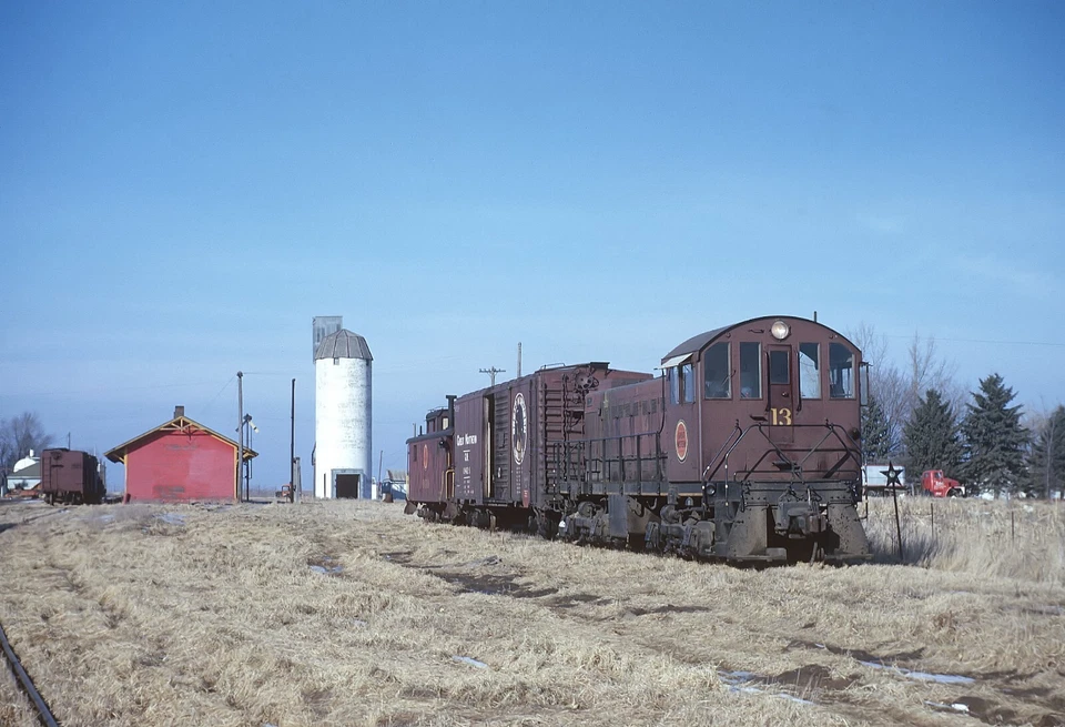 CGW Alco S1 No. 13 at end of line at Goodhue, MN on Jan 30, 1964 8 x 10 Photo - Image 1 of 1