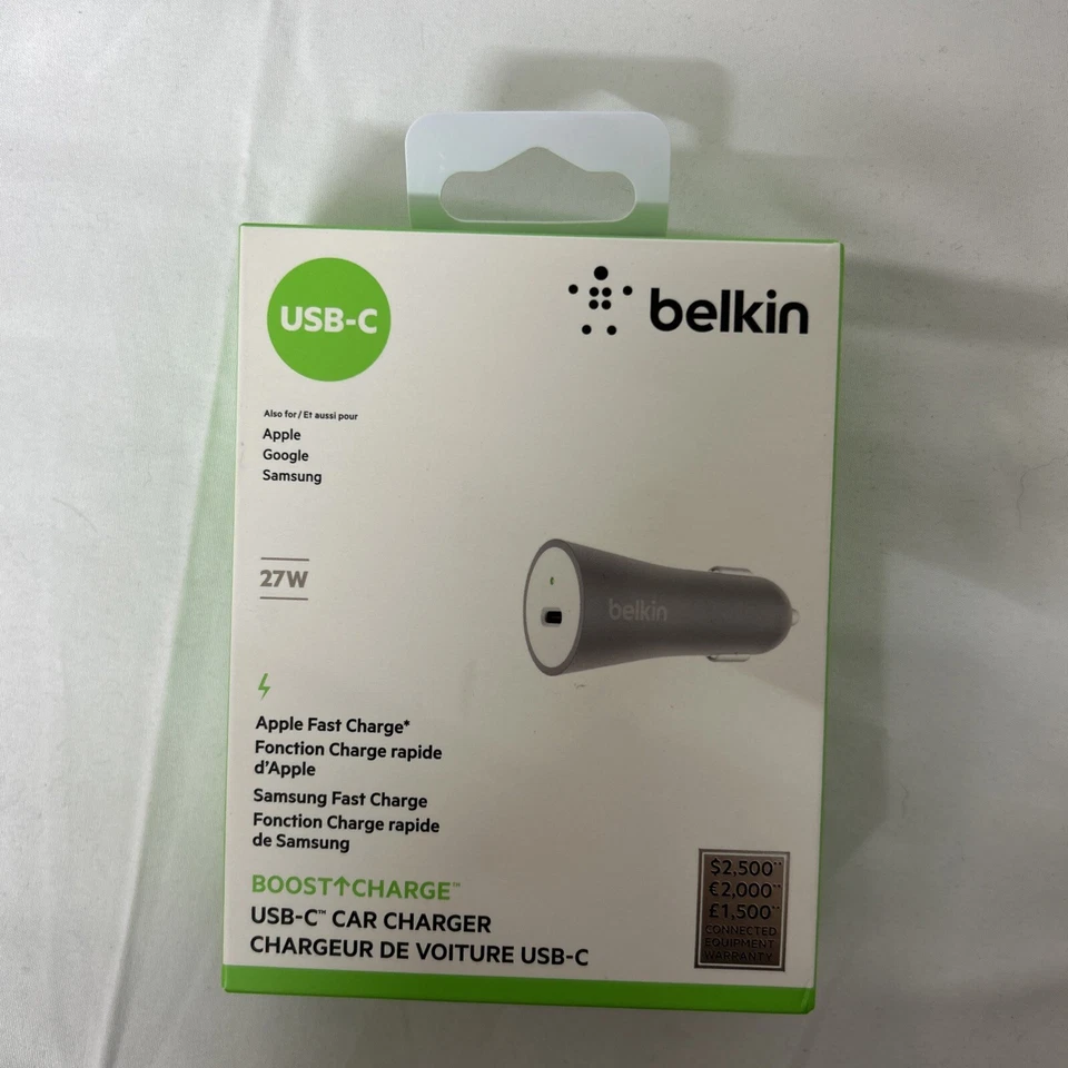 Cargador de Coche Belkin 27W USB-C con Carga Rápida para Apple, Google, Samsung - NUEVO™ Foto 1 de 4