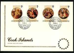 Postal History Cook Islands FDC #888-891 art paintings Christmas religion 1985 - Picture 1 of 2