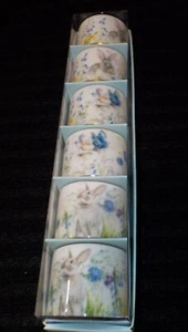S/6 WILLIAMS SONOMA Floral Meadow BUNNY RABBIT BUTTERFLY Napkin Rings (NIB*L@@K) - Picture 1 of 12