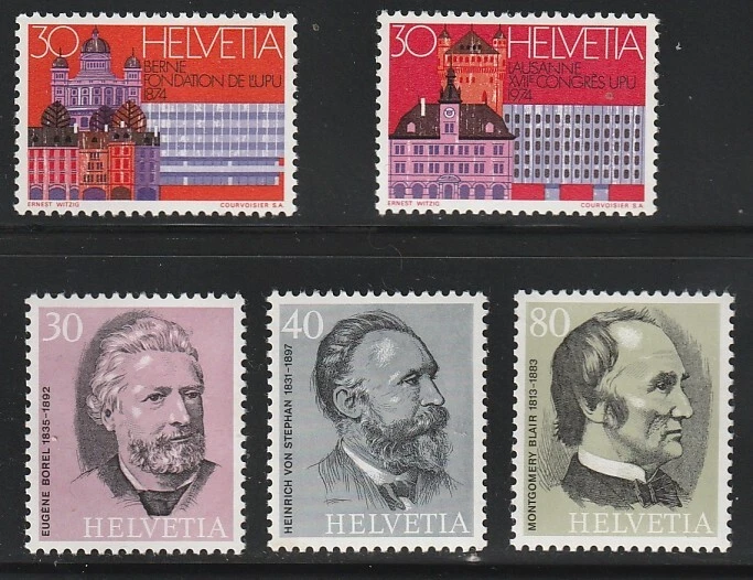 Suiza 1974 Sc # 589-93 Hombres famosos MNH OG Foto 1 de 1