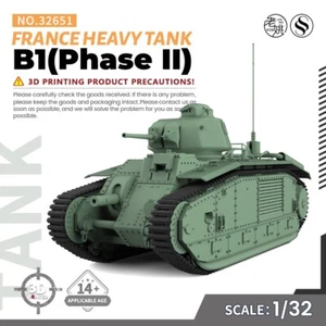 SSMODEL SS32651 1/32 Kit Modelo Militar Francia B1 Tanque Pesado (Fase II) IMPRESIÓN 3D - Imagen 1 de 5