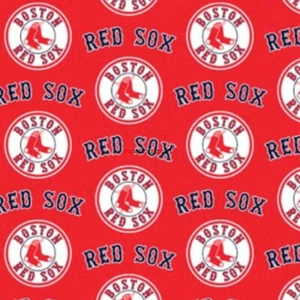 17"L x 60"W MLB Boston Red Sox Logo Red Cotton Fabric Baseball - Picture 1 of 4