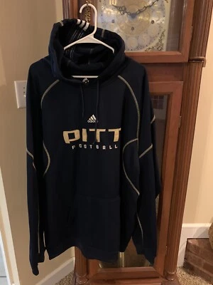 Pitt Panthers Hoodie Blue  Large Adidas College Football Game NCAA Men - Image 1 of 4