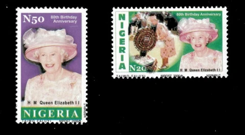 Nigeria 2006 - Queen Elizabeth II 80th Birthday - Set of 2v - Scott 792-93 - MNH Cover