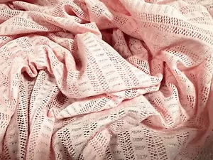 Stretch Crochet Knit Jersey Fabric, Per Metre - Fancy Stripe - Light Pink - Picture 1 of 3