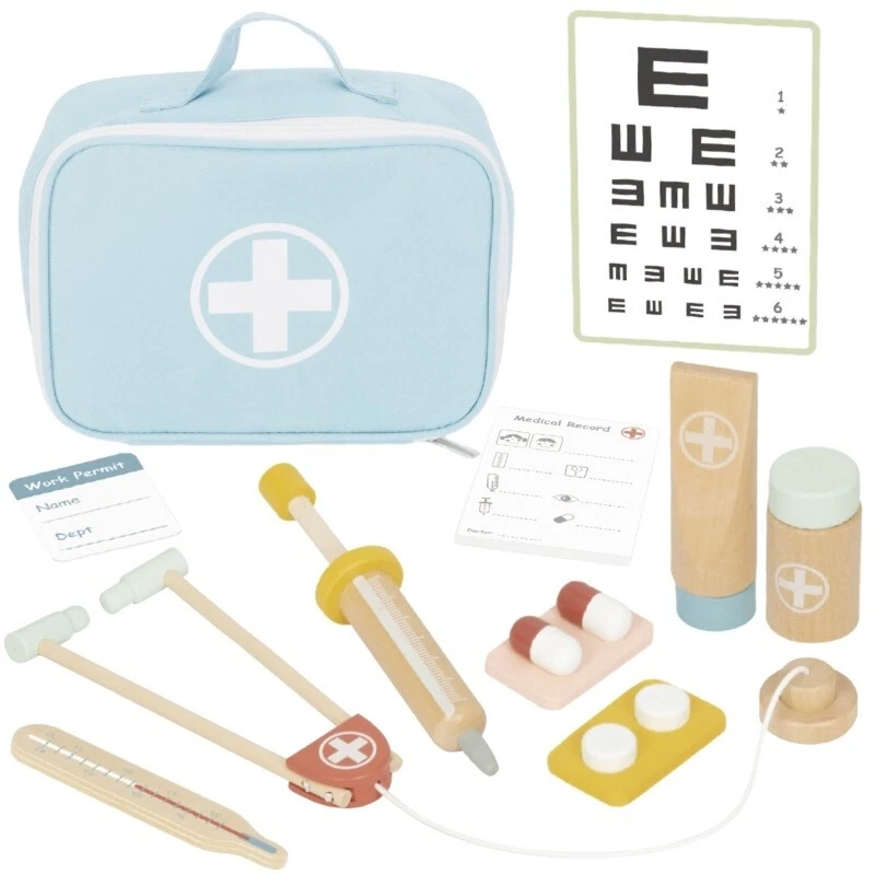 Little Doctor 11 Piece Pretend Playset – Wooden Medical Kit with Carry Case - Изображение 1 из 1