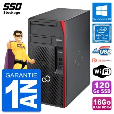 PC tour Fujitsu Esprimo P557 MT Pentium G4400 RAM 16Go SSD 120Go Windows 10 Wifi - Imagen 1 de 4