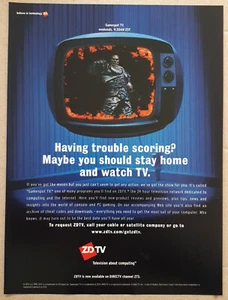 Magazine Print Ad ZDTV 1998 Gamespot TV QUAKE Having Trouble Scoring? Satellite - Picture 1 of 1