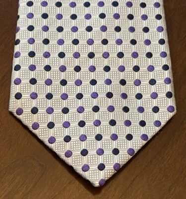 Corbata de cuello VIV gris púrpura azul hecha a mano 100 % seda para hombre hecha en Italia Foto 1 de 4