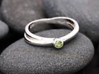 Solid Sterling Silver 925 Peridot Crossover Switch Promise Ring Size L - T
