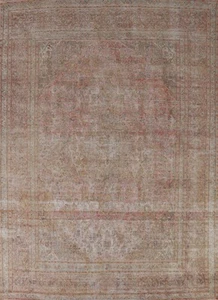 Distressed Muted Traditional Area Rug 9x12 ft Hand-knotted Wool for Living Room - Picture 1 of 21
