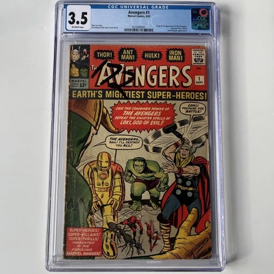 Avengers 1 CGC 3.5 Marvel Comics 1963 1st Avengers Thor Iron Man Incredible Hulk - Image 1 of 3