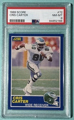 1989 Score Cris Carter Rookie #72 - PSA 8 NM-MT - Image 1 of 2