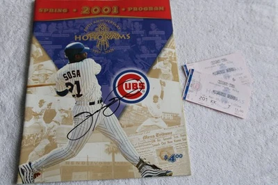 Sammy Sosa Signed 2001 Chicago Cubs Spring Training Program, 7 More Autographs - Image 1 of 4