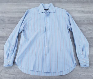Eredi Pisano Striped Dress Shirt Men's Blue Red White Cotton Button Down Sz 16.5 - Picture 1 of 12