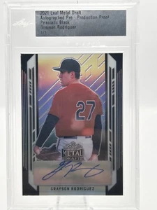 GRAYSON RODRIGUEZ 2021 LEAF METAL DRAFT PRE-PRODUCTION AUTO 1/1 ONE OF ONE JC - Picture 1 of 2
