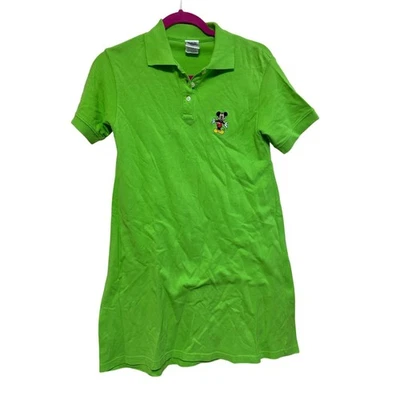 Disney Catalog Mickey Mouse Polo Dress Womens Small Green Casual Cotton - Image 1 of 4