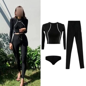 Women's Rash Guard Set Long Sleeve and Slim Fit for Summer Water Sports - Picture 1 of 21