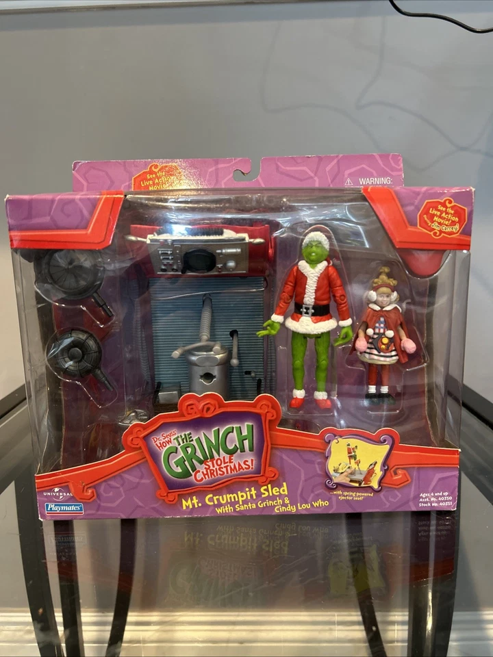 Dr. Seuss How The Grinch Stole Christmas Figures Mt. Crumpit Sled Cindy Lou K1